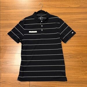 Nike Men's Black/White Striped Polo Shirt